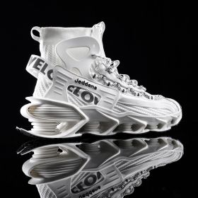 Men's Shoes Thick-soled Height Increase Shoes Men's Trendy Basketball Sneakers (Option: White-39)