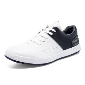 Men's Fashion Waterproof Non-slip Golf Shoes (Option: Black And White-47)