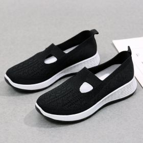 Old Beijing Cloth Shoes Women's Shallow Mouth Mesh Breathable Non-slip Soft Bottom Slip-on Women's Shoes (Option: Black-37)