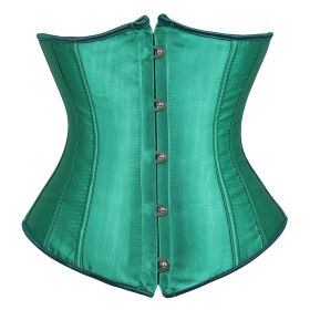 SEXY Gothic Underbust Corset and Waist cincher Bustiers Top Workout Shape Body Belt Plus size Lingerie S-6XL (Color: Green)