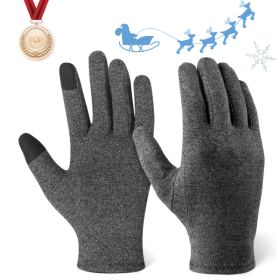 Winter Gloves Thermal Touch Screen Thermal Windproof Warm Gloves 1Pc Arthritis Gloves Woman Rheumatoid Magnetic Therapy Glove (Color: GRAY)