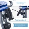 Folding Exercise Bike, Fitness Upright and Recumbent X-Bike with 10-Level Adjustable Resistance, Arm Bands and Backrest