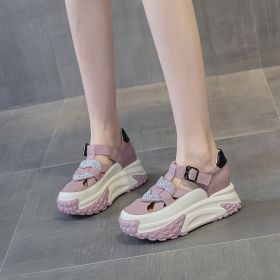 Women's Fashion Versatile Korean Style Thick Bottom Platform Casual Shoes (Option: Pink-40)